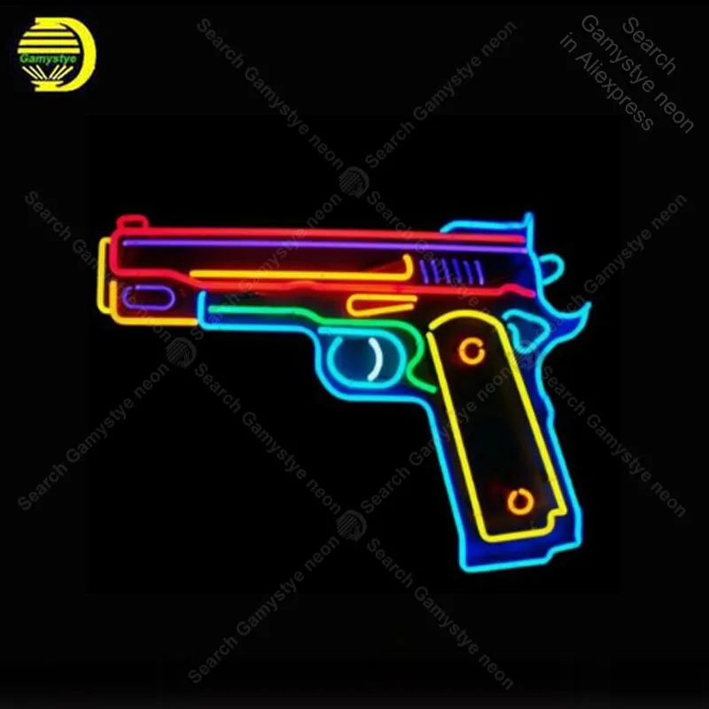 Neon sign For gun GAme room display Neon Bulbs sign handcraft Iconic Beer bar Custom Lamps advertise Letrero enseigne lumine