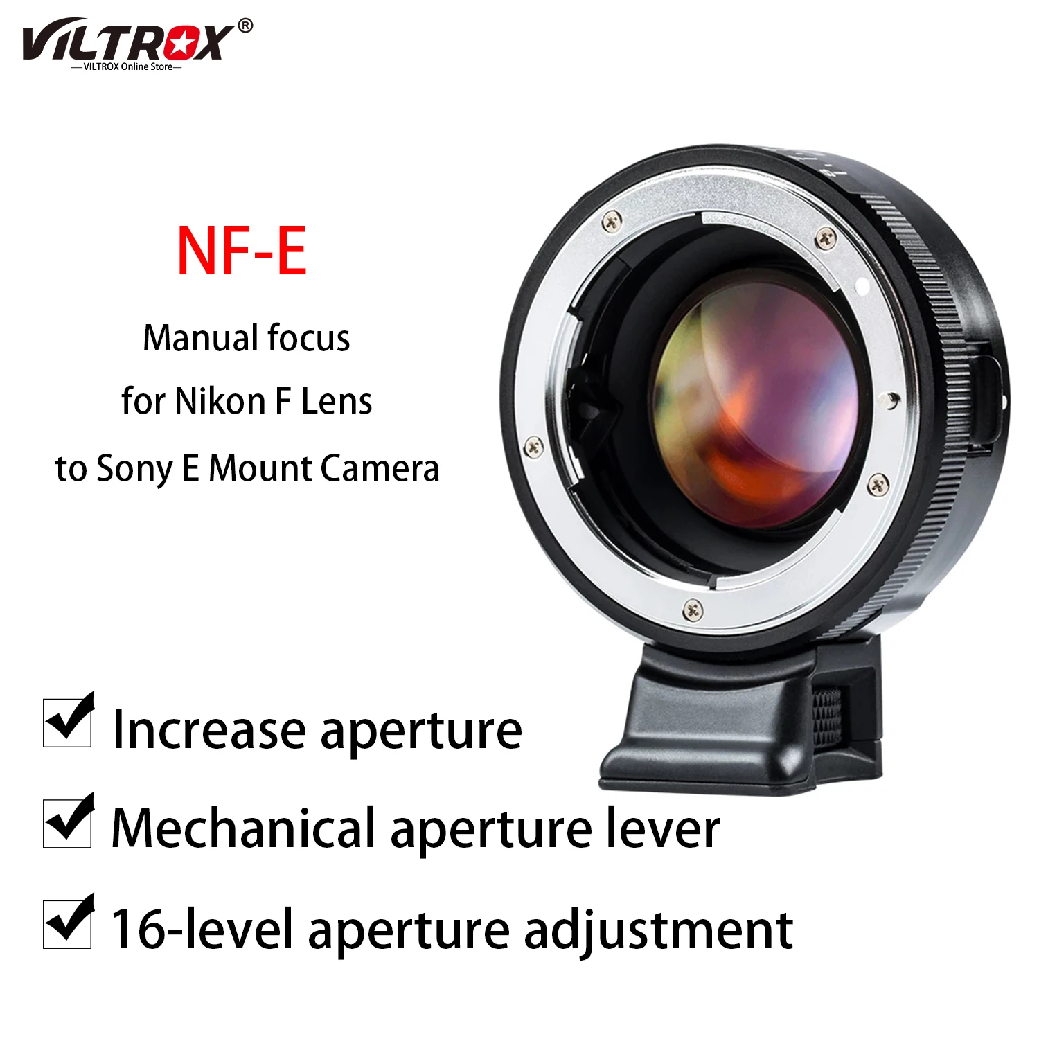 

VILTROX NF-E 0.71x Focal Length Reducer Speed Booster Mount Adapter Ring Lens Adapter for Nikon F Lens to Sony E Mount A7 Camera