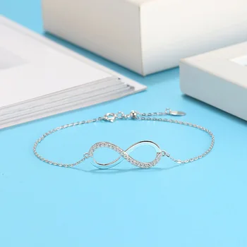 

Buyee 100% 925 Sterling Silver Fashion Bracelet Women Exquisite 8 Infinity and Shiny Zircon Bracelet for Women Fashion Jewelry