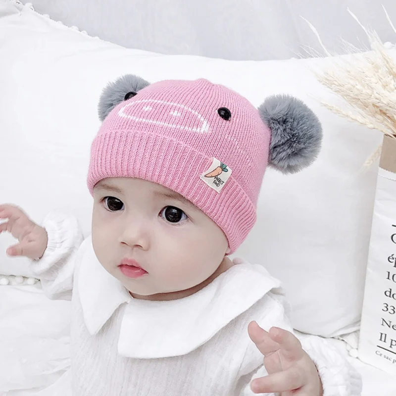 Baby Hat Warm Winter Baby Wool Hat Baby Boys Girls Cap 0-6M Toddler Kids Knit Beanie Cap Pom Pom Hat