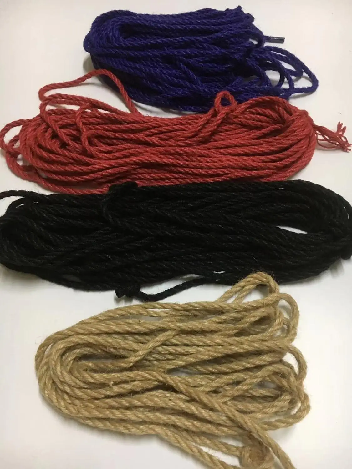 Jute rope 5 meters 6mm with blue red black raw colors for DIY pet Scratching