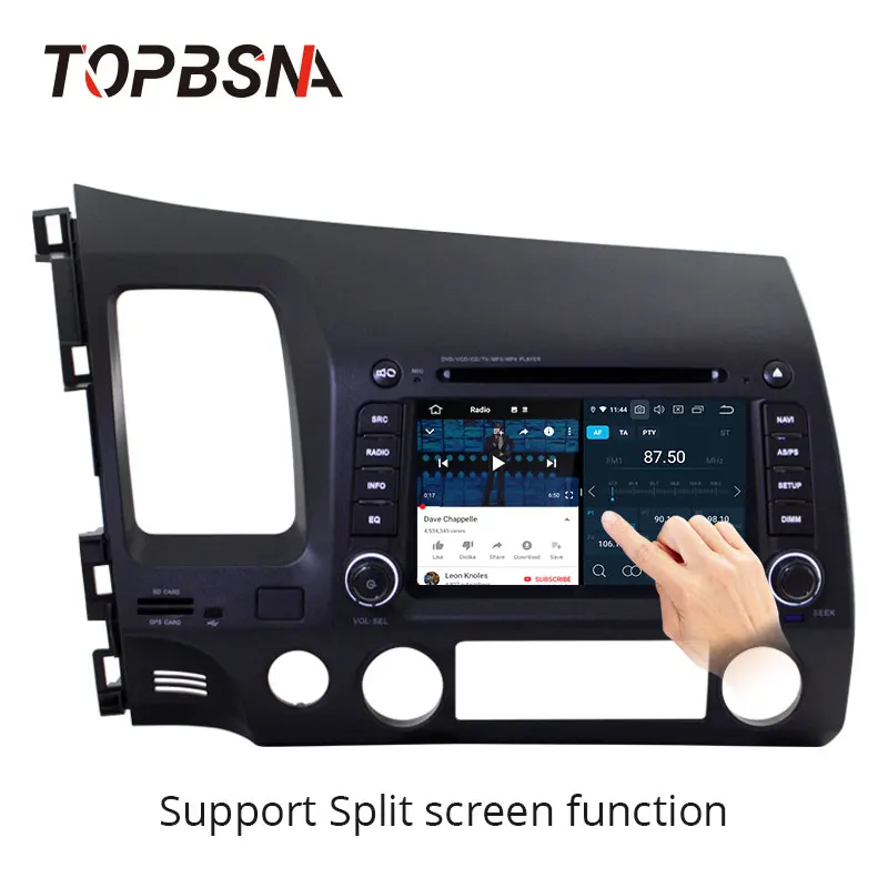 TOPBSNA Android 9,0 автомобильный dvd-плеер для HONDA CIVIC 2006-2011 wifi Мультимедиа gps навигация 2 Din автомагнитола Видео Стерео RDS ips