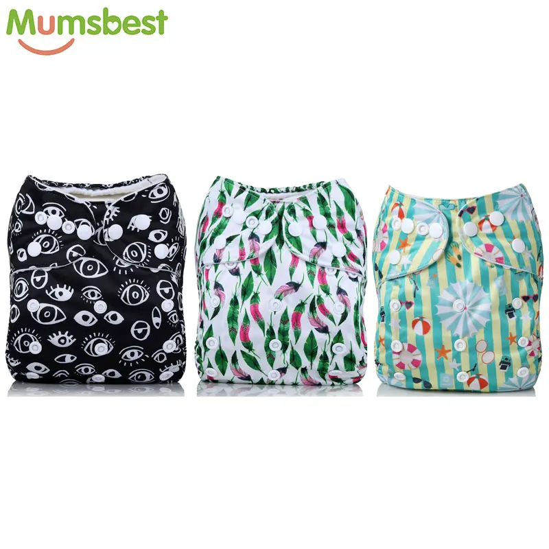 

[Mumsbest] 3Pcs Baby Girl Boy Cloth Diapers Pocket With Microfiber Inserts Washable Nappy Reusable Carton FOX Waterproof Diapers