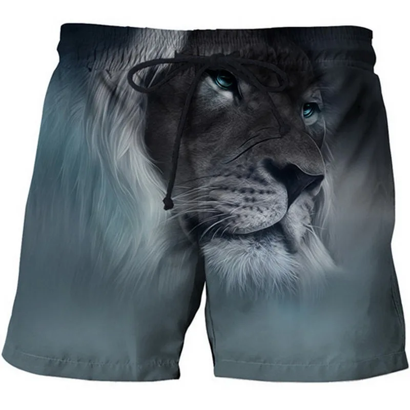 

DIHOPE Men Beach Shorts Beach Pants Quick Dry Swim Surfing Boating 3D Lion Water Sports Trunks Breathable Loose Swimwear Short