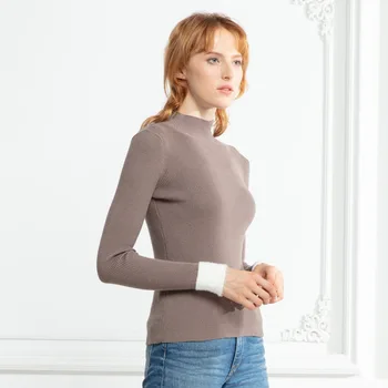 

029 New-Coming Autumn Winter Patchwork High Street Style Turtleneck Women Pullovers High Quality Female Sweaters