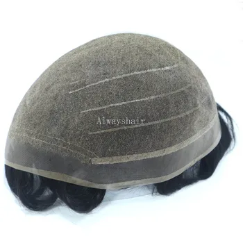 

CCA - All Bleach knots Natural Hairline Men Toupee 8"x10.5" Hair Unit for Men Fine Welded Mono Men Wig
