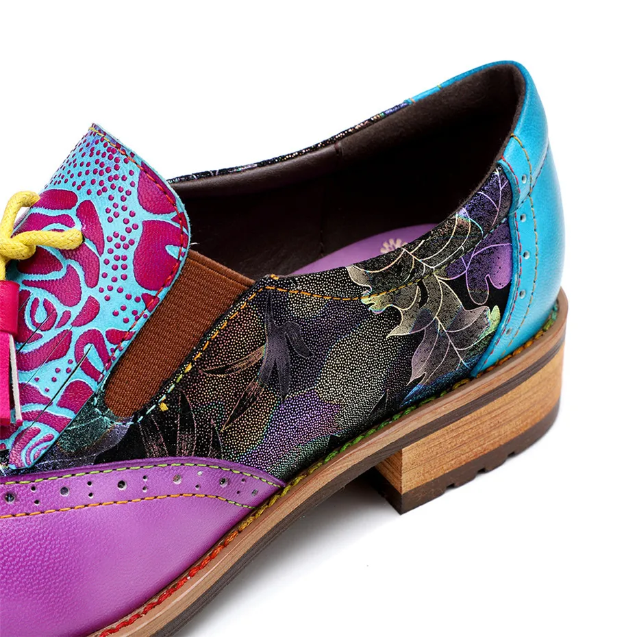 Vintage Genuine Leather Women's Flats Oxfords New Casual Retro Tassels Ladies Loafers Shoes Fashion Slip On Brogues Shoes Woman (13)