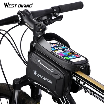 Bolsas de bicicleta WEST BIKING, marco frontal, bolsa de bicicleta MTB de alta calidad, accesorios de ciclismo, pantalla táctil impermeable, bolsa de teléfono de tubo superior