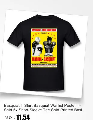 Basquiat футболка Basquiat Warhol Poster T-Shirt 5x футболка с коротким рукавом Хлопковая мужская забавная Футболка с принтом