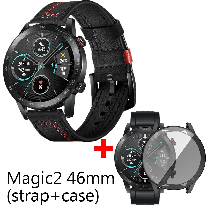 2 в 1/упаковка кожаных полос для Huawei Honor watch Magic 46 мм ремешок ТПУ чехлы оболочка
