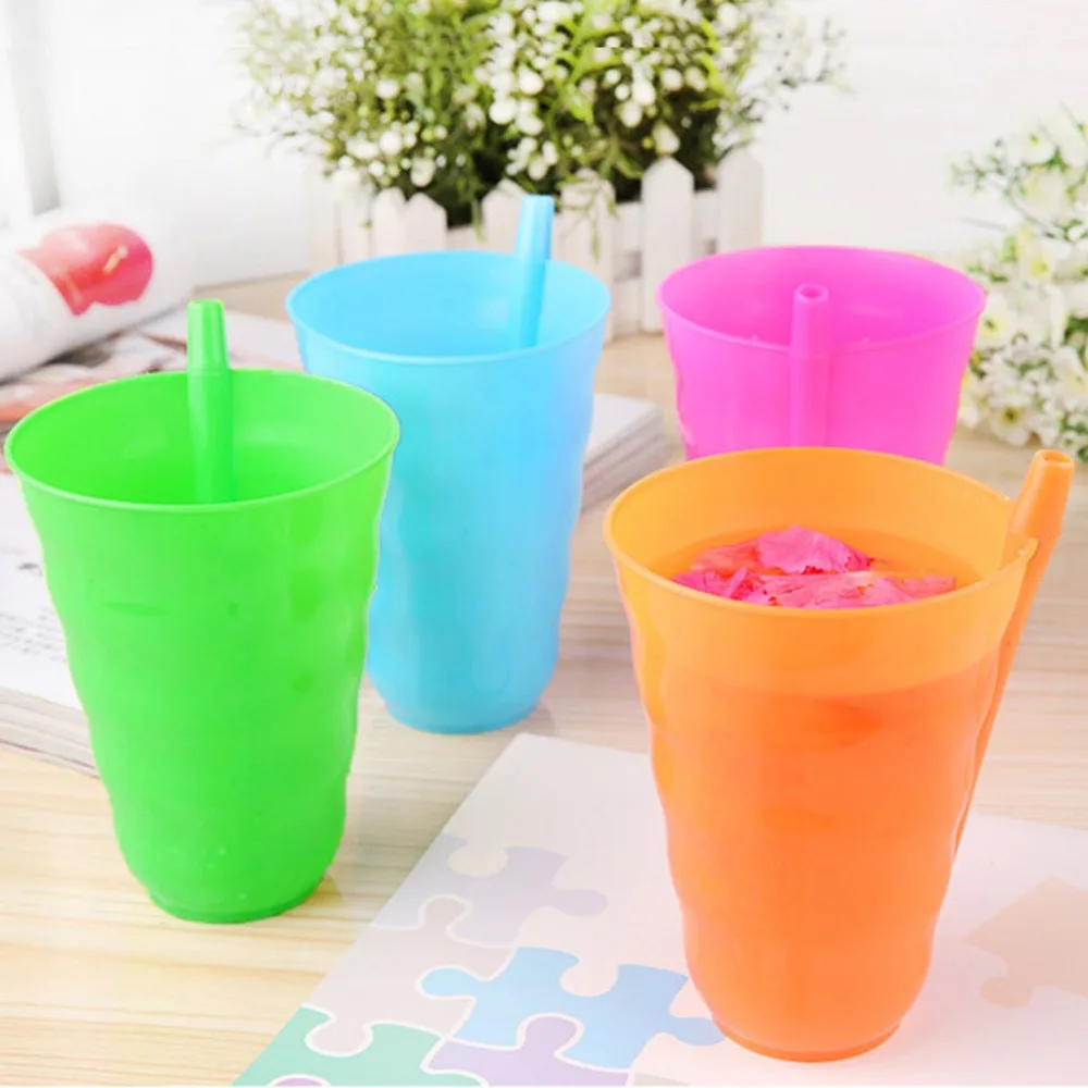 

Kids Children Infant Baby Sip Cup with Built in Straw Mug Drink Home Colors