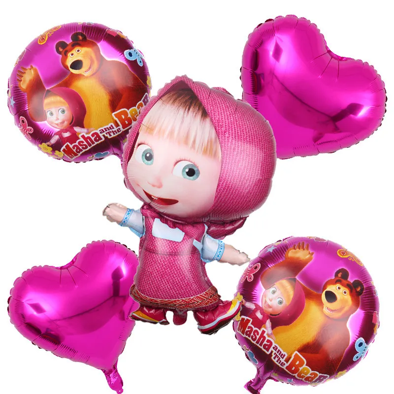 Новинка, надувные воздушные шары с изображением коричневого медведя, воздушные шары из фольги для принцесс из мультфильма, вечерние воздушные шары с изображением животных, детские игрушки для празднования дня рождения - Цвет: 5pcs
