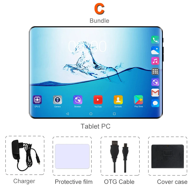 Супер закаленное стекло 2.5D 10,1 дюймов планшетный ПК Android 8,0 OS Octa Core 6 Гб ram 64 Гб rom 8 ядер 1280*800 ips Phablet планшеты 10 - Комплект: Комплект 3