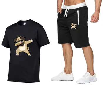 

Men's casual two-piece suit 2020 new summer short-sleeved T-shirt top + pants suit sportswear suit track suit suit