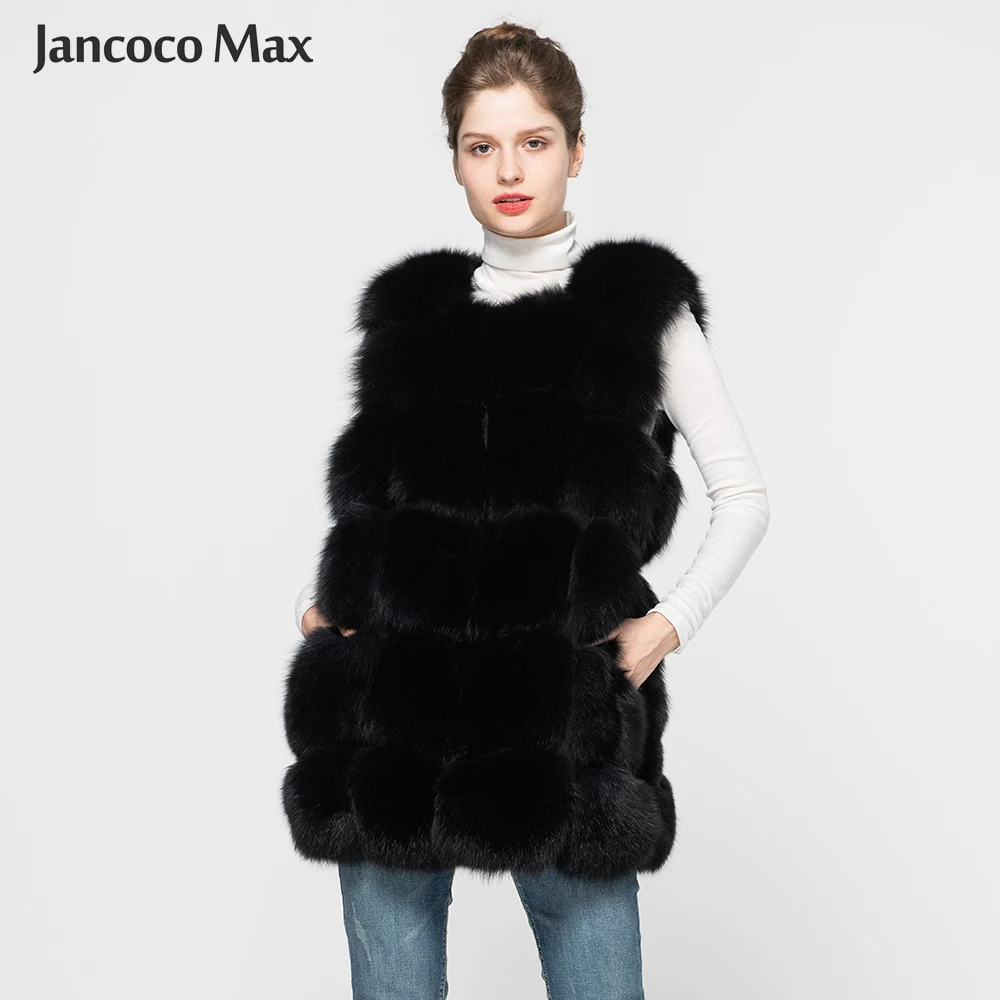 Jancoco Max Новое поступление настоящие жилеты из лисьего меха женский зимний теплый меховой жилет Модный стильный жилет высокого качества S1431