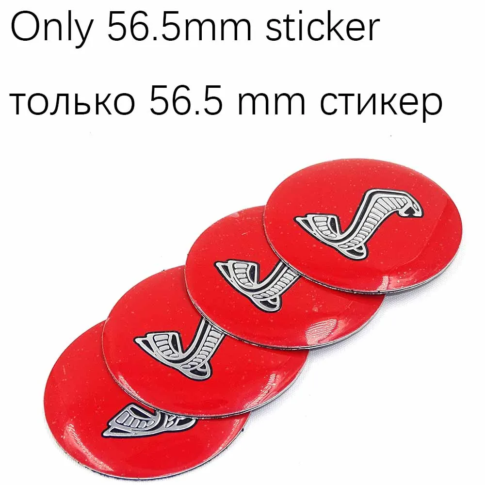 4pcs 56mm 60mm For Mustang Running Horse car Cobra emblem wheel center hub Dust-proof badge covers Auto accessories - Цвет: 56.5mm  red sticker