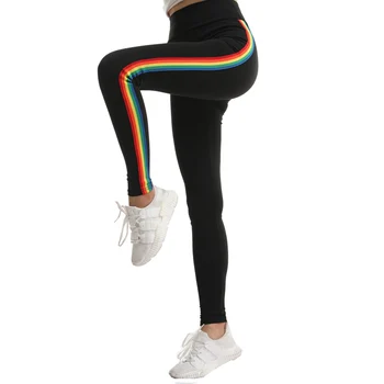 

Workout Leggings High Waist Activewear Women Rainbow Trim Leggins Gothic Fitness Legging Mujer Legins