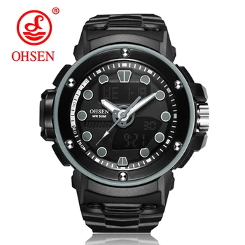 

OHSEN Men Military Watch 50m Waterproof Wristwatch LED Quartz Clocks Sport Watch Male relogios masculino Sport Watch Men S Shock