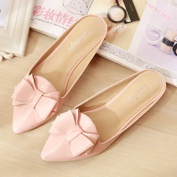 

Large Size Women's Slippers 2020 New Sandals Pointed-Toe Closed-toe Flat Heel Slippers Soft Sole Comfortable Lady Slippers 33-43