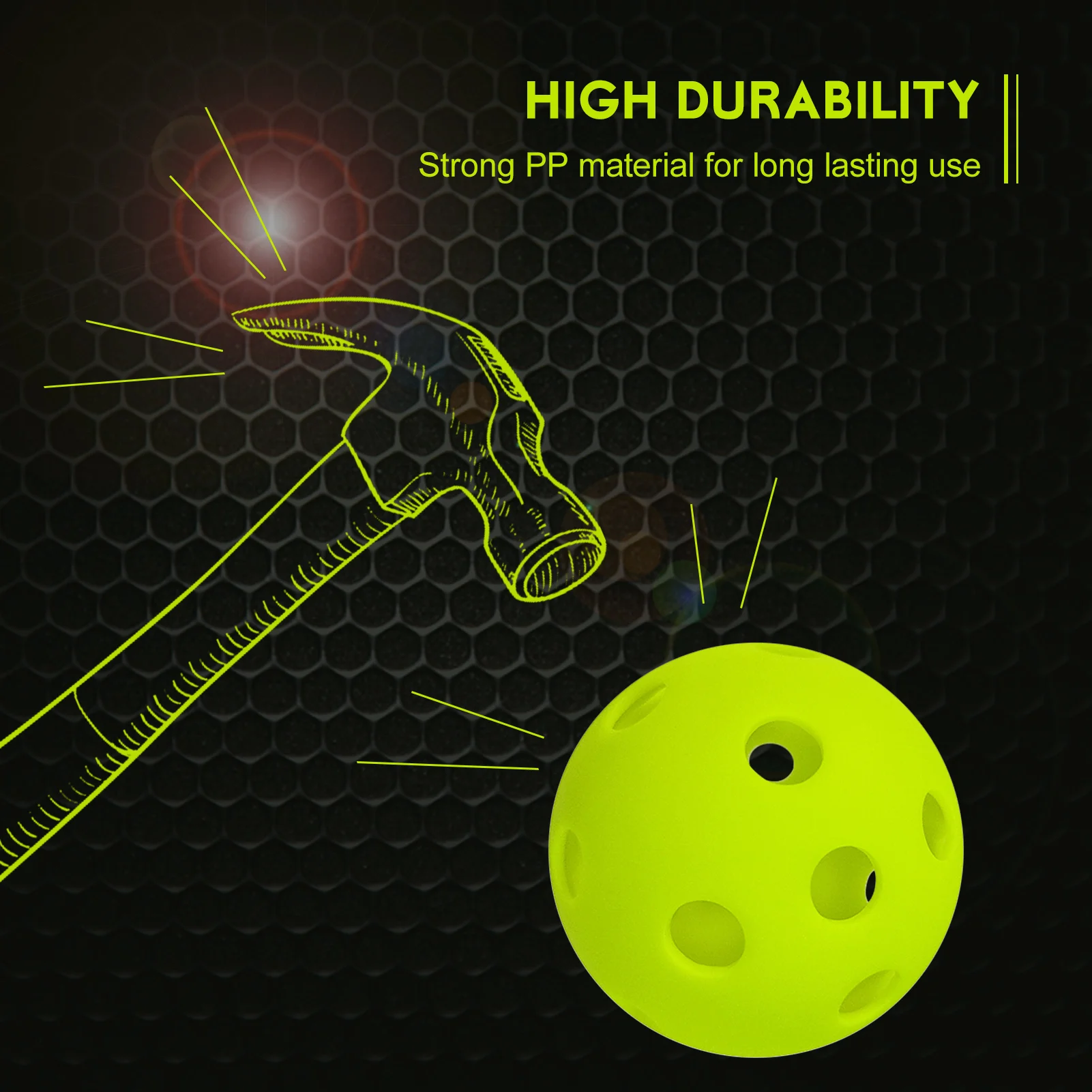 Indoor Pickleball Balls Paddle Ball 26 Holes Pickleball Sport Training Practice Plastic Airflow Hollow Balls