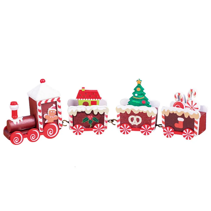 Подарок на год рождественский окрашенный деревянный поезд детская игрушка Праздничная вечеринка Декор Рождественское украшение для дома@ C - Цвет: A