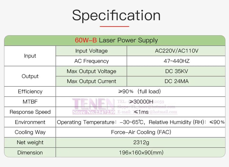 60W-B Co2 лазерное устройство PSU MYJG-60 Co2 лазерный источник 110 В 220 В CO2 лазерный источник питания 60 Вт для лазерной гравировки и резки