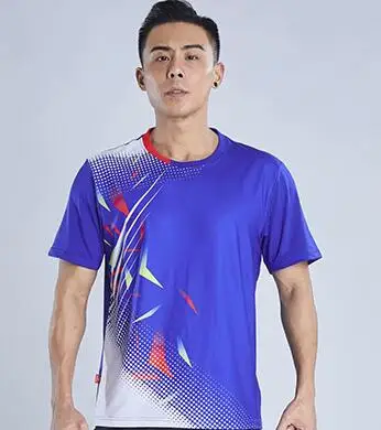 men blue 1 shirt Новинка, рубашка для бадминтона для мужчин/женщин, Спортивная теннисная футболка, одежда, футболки для настольного тенниса, быстросохнущая теннисная одежда, рубашка M-4XL 235 - Цвет: men blue 1 shirt