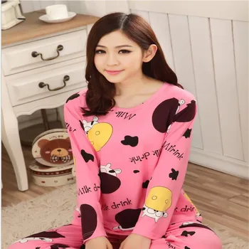 

Women Pyjamas Set Full Sleeve Women Pajamas Sets Milk Cow Print Sleepwear Long Pants Women Night Clothes