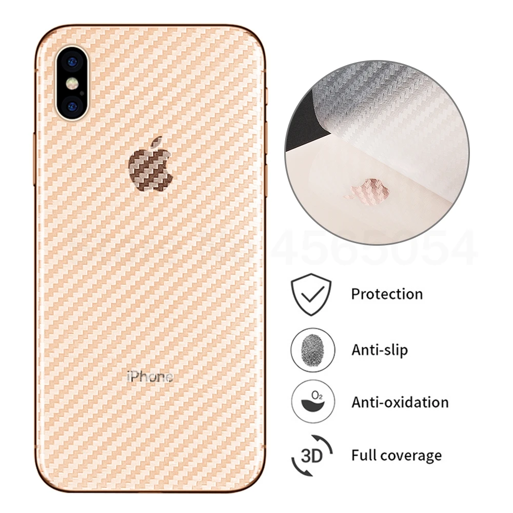 Carbon Fiber For iphone XS 7 8 XR X 6 6S XS Max 7 8 Plus 6 6S Plus Phone Back Screen Protector Sticker Transparent Film