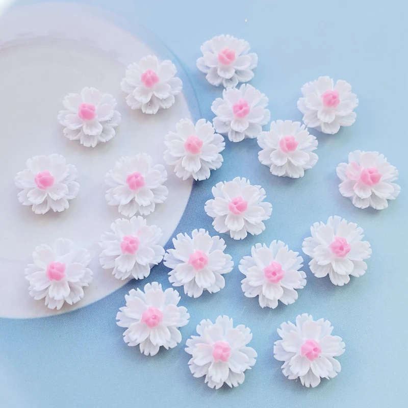 Cute Mixed Mini White Flowers Flat Back Resin Cabochons Scrapbooking DIY Jewelry Craft Decoration Accessories 60Pcs H220 ornament crafts,resin ornaments,resin crafts
