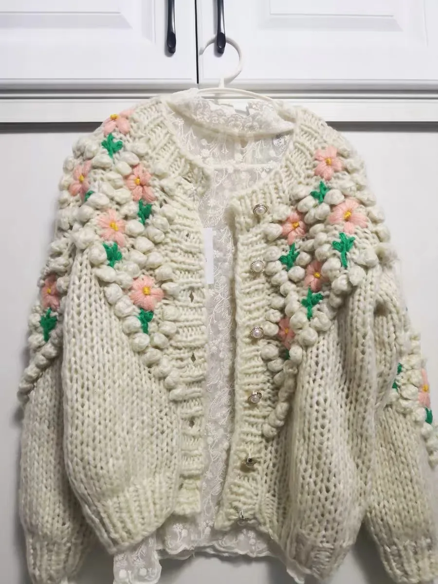 Women Autumn Cardigan With Embroidery Long Sleeve