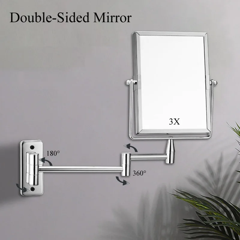 Espejo de maquillaje para baño, espejo de montaje en pared, espejo de  maquillaje con aumento de 1 x 3 x dos caras, diseño giratorio de 360°,  espejo de