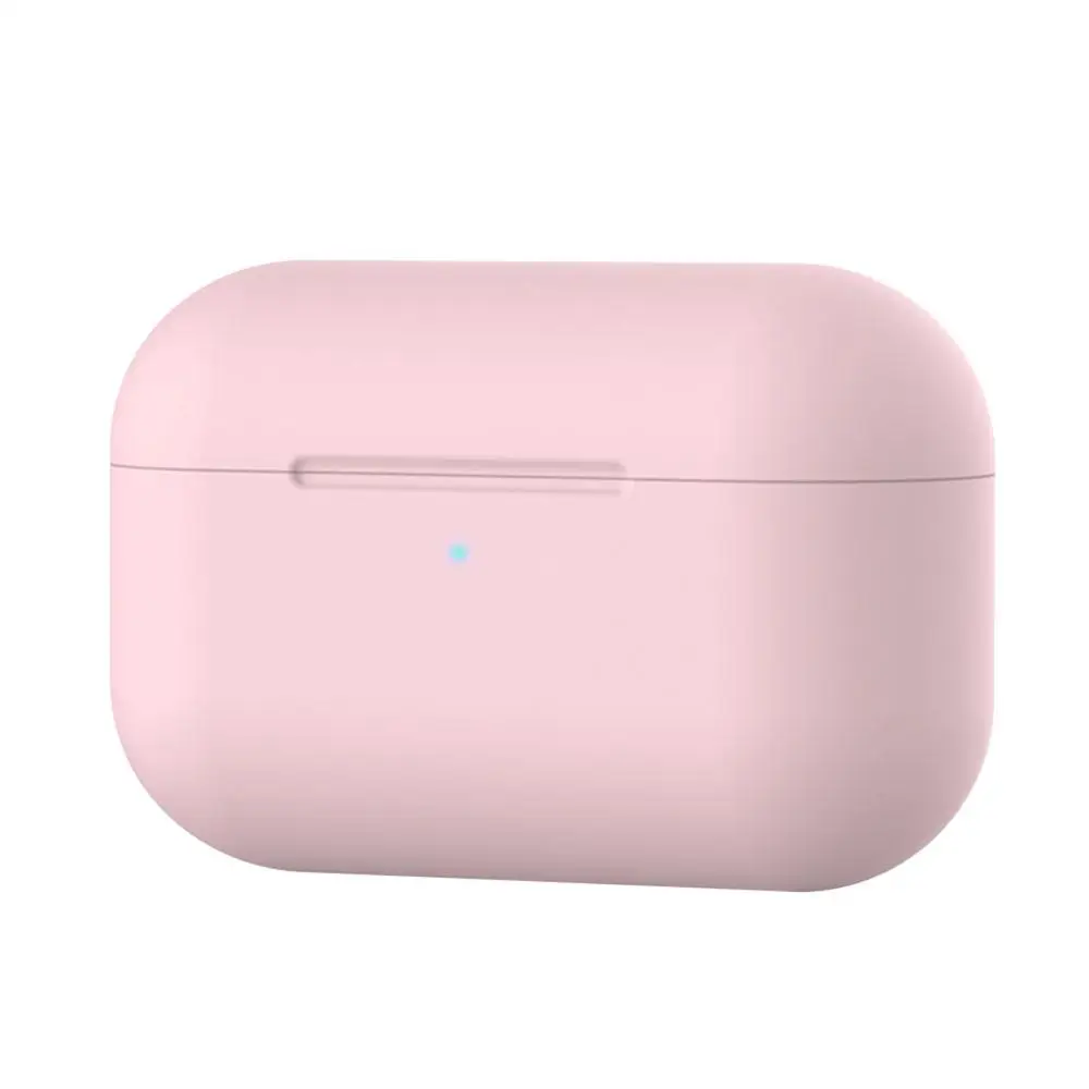 Силиконовый чехол Защитный чехол для Apple Airpods pro TWS blutooth наушники мягкий Air pods pro защитный чехол s крюк для наушников - Цвет: Розовый