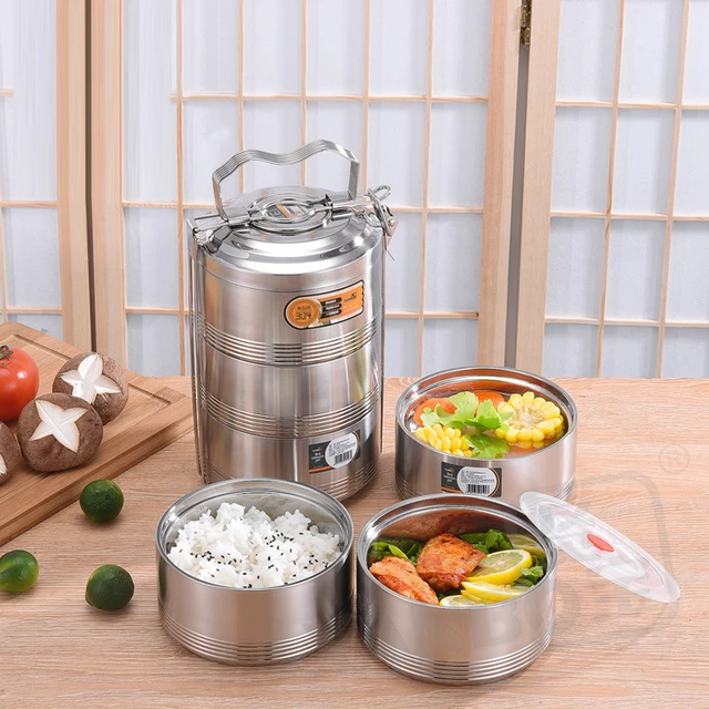 Thermal Food 3 Container Steel - Large 2 3 4 Layer Stainless Steel Thermos  Lunch - Aliexpress