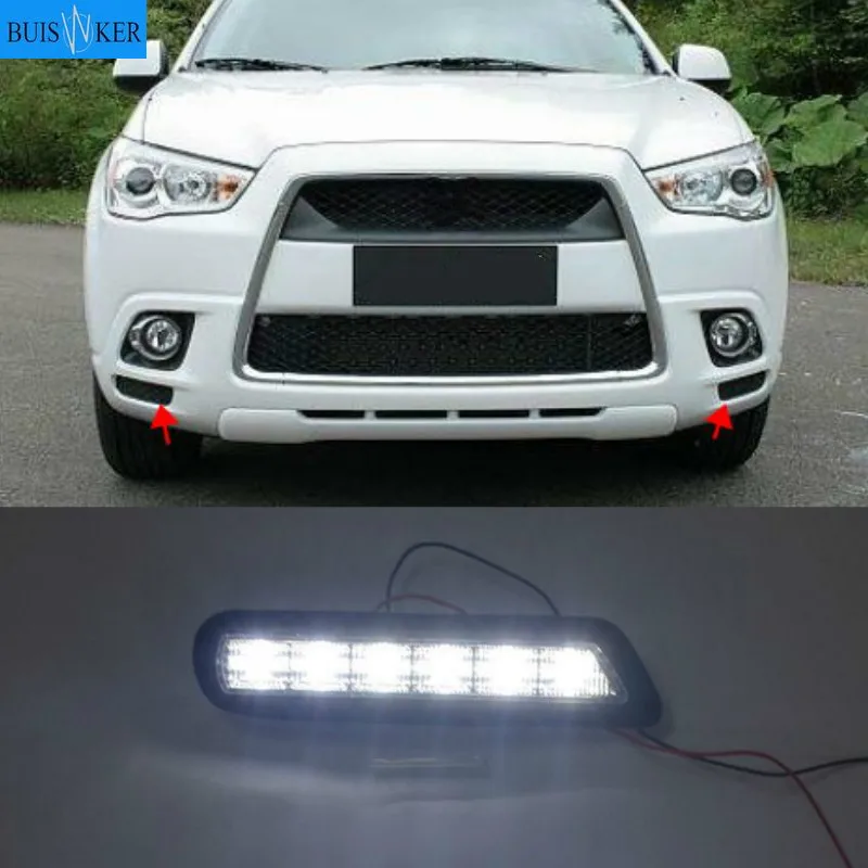

2 шт. для Mitsubishi ASX 2010 2011 2012 светодиодные дневные ходовые огни, светильник Дневной светильник белый сигнальная лампа авто-Стайлинг светильник s