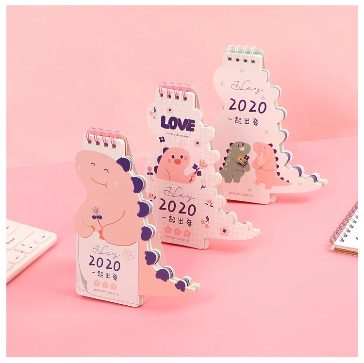 1pc agenda Lovely Dinosaur Mini Desk Calendar DIY Cartoon Portable Calendars Daily Schedule Planner