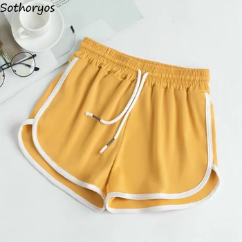 

Shorts Women Summer S-5XL Drawstring Elastic-waist Loose Workout Stripe Korean Style Females Wide-leg Fashion Simple Chic New
