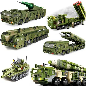 

New Day Parade Military Tank Air Defense Missile 41 Missile Launcher Howitzers Vehicle Soldier Figures Building Blocks Toys