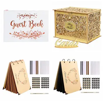 

OurWarm Wedding Guest Book Paper Photo Ablums Party DIY Decoration Tree Rustic Guest Book Party Wooden Card Box