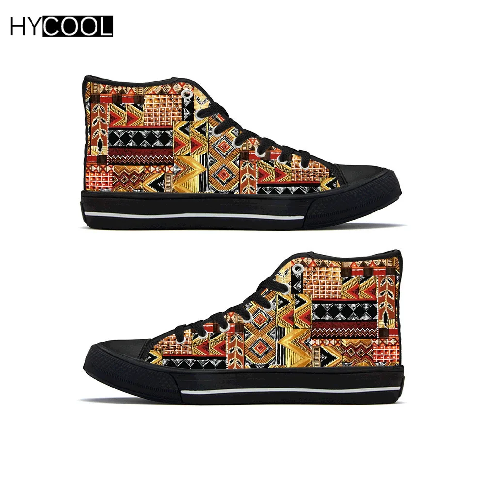 Модные Винтажные холщовые кроссовки HYCOOL на плоской подошве женские высокие с