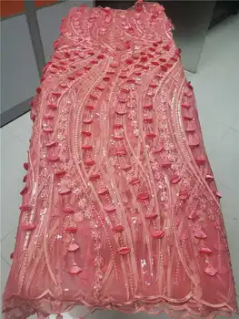 

wedding lace high quality hot sales Luxury 3D Applique tulle lace African Lace fabric For Wedding Dresses