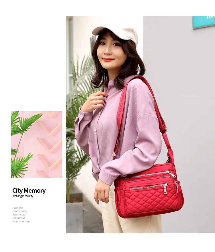 Fashion Lightweight Quilted Trend Spiraea Shoulder Bag Waterproof Nylon Cloth Shoulder Bag Women