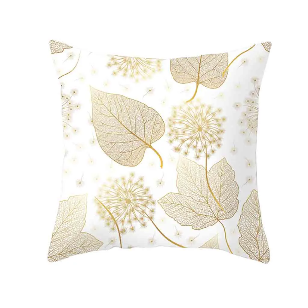 Gold Plant Printed Polyester Pillow Case Cover Sofa Cushion Home 最大88％オフ！