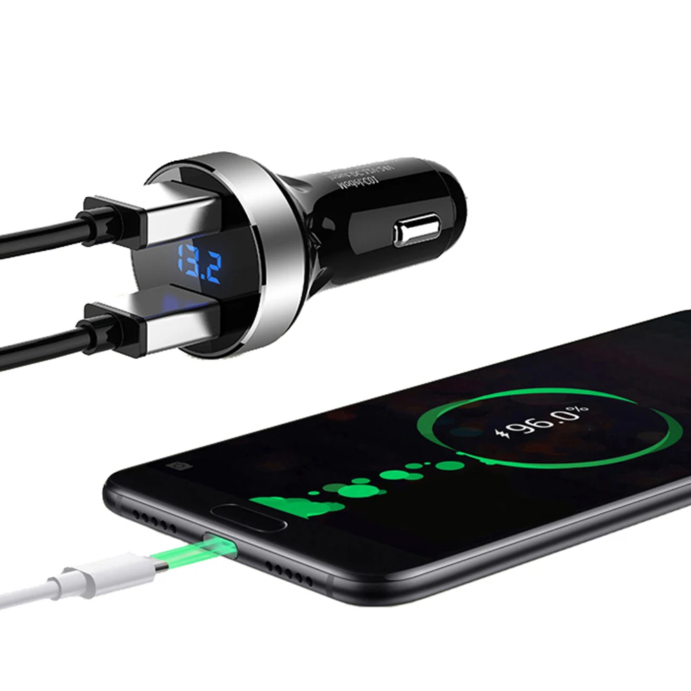 Стильное автомобильное зарядное устройство s C01 с двумя usb-портами, с дисплеем напряжения, быстрое зарядное устройство Ciga-rett, адаптер для зажигалки, новинка, горячая распродажа