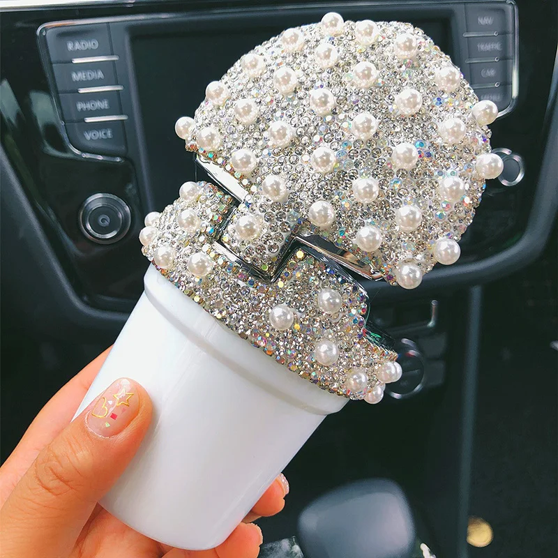 Rhinestone-Portable-Car-Ashtray-with-Led-Light-Crystal-Pearls-Car Ashtray-4
