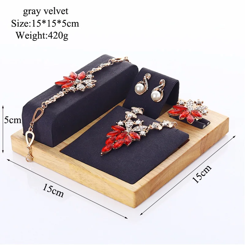 New Arrival Wooden Necklace Bracelets EarringsRing Set Display Stand Jewelley Display Holder Stand Velvet Jewelry Box Organizer new arrival wooden necklace bracelets earringsring set display stand jewelley display holder stand velvet jewelry box organizer