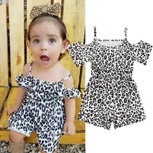 Лидер продаж, новые милые леопардовые детские летние комбинезоны для маленьких девочек, комбинезон, спортивный костюм, летняя повседневная одежда