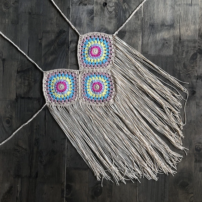 Everkaki Boho трикотажные топики бикини топы для женщин с кисточками летние пляжные женские винтажные бикини Купальники Топ женский Новая мода