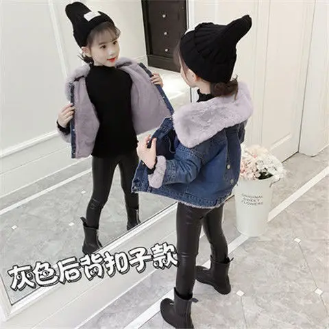 2019 зимняя джинсовая одежда для подростков куртка маленьких девочек джинсовое