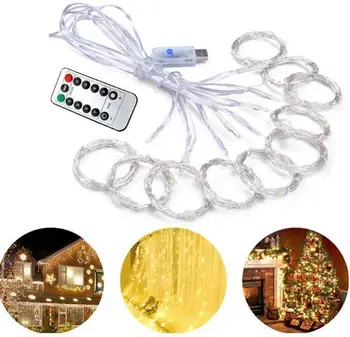 

3M USB LED Curtain String Lights Flash Fairy Garland Remote Control For New Year Christmas Outdoor Wedding Home decor
